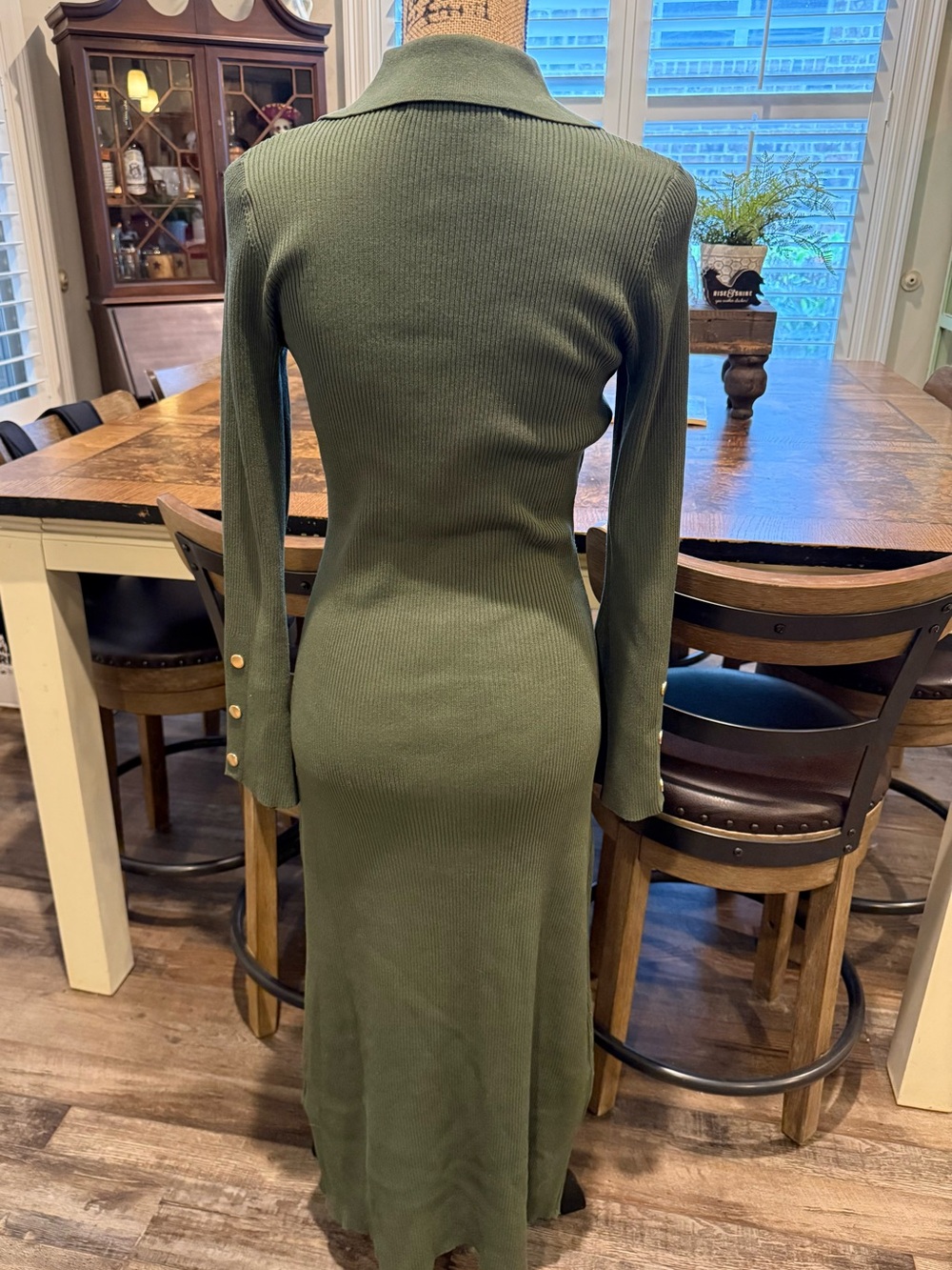 Julia Jordan Olive Green Collared Ribbed Maxi Sweater Dress - NWOT - Picture 5 of 7